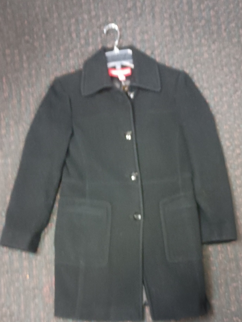 Anne Klein Black Wool Pea Coat